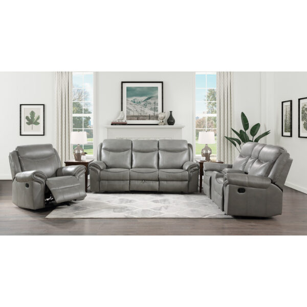 8206GRY-3 Double Reclining Sofa with C...