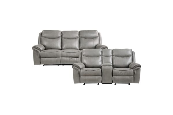 8206GRY Seating-Aram Collection 2pc Set: Sofa, Love