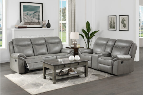 8206GRY Seating-Aram Collection 2pc Set: Sofa, Love
