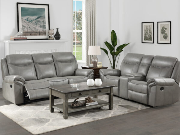 8206GRY Seating-Aram Collection 2pc Set: Sofa, Love