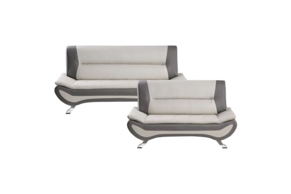 8219BEG Seating-Veloce Collection 2pc Set: Sofa, Love