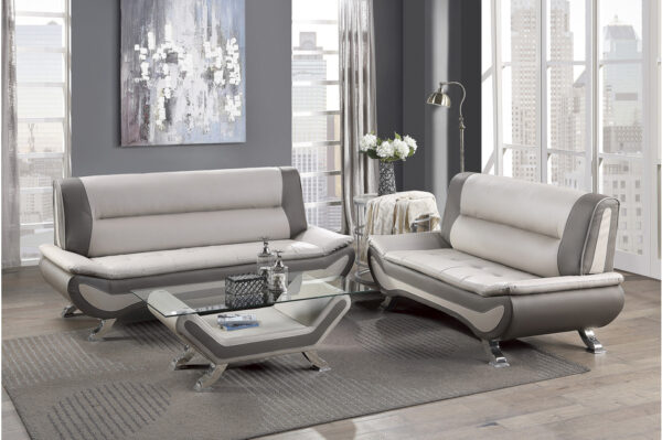8219BEG Seating-Veloce Collection 2pc Set: Sofa, Love