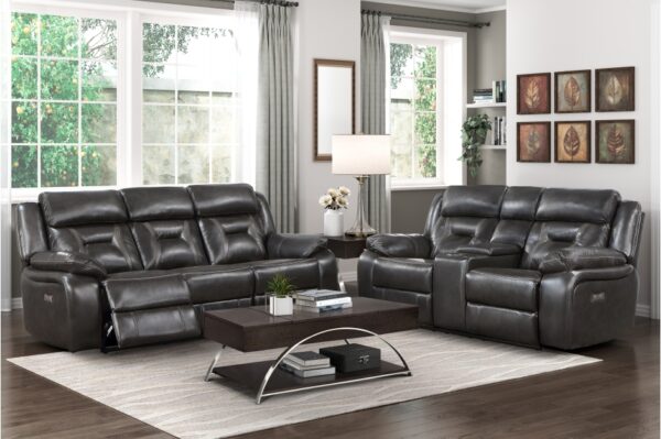 8229NDG-PW Seating-Amite Collection 2pc Set: Sofa, Love (Power)