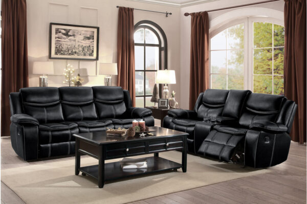 8230BLK Seating-Bastrop Collection 2pc Set: Sofa, Love