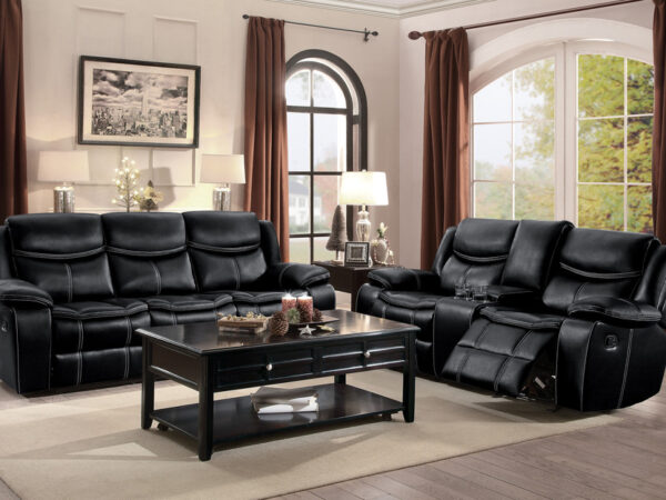 8230BLK Seating-Bastrop Collection 2pc Set: Sofa, Love