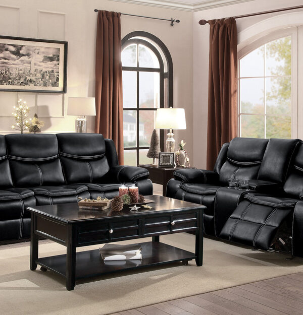8230BLK Seating-Bastrop Collection 2pc Set: Sofa, Love