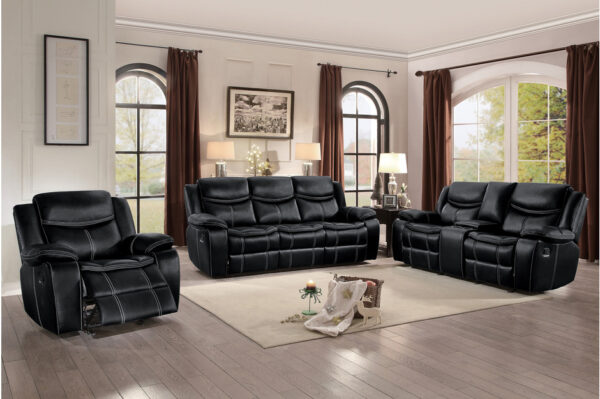 8230BLK Seating-Bastrop Collection 2pc Set: Sofa, Love