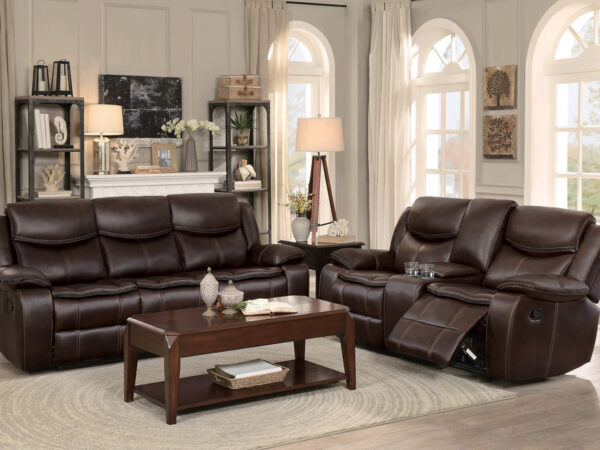 8230BRW Seating-Bastrop Collection 2pc Set: Sofa, Love