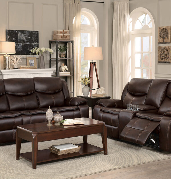 8230BRW Seating-Bastrop Collection 2pc Set: Sofa, Love