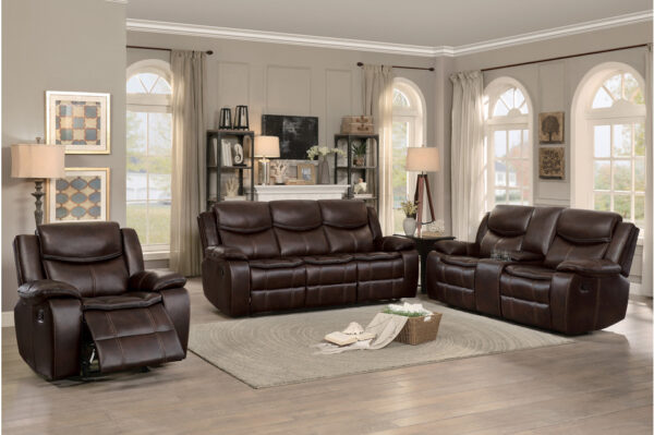 8230BRW Seating-Bastrop Collection 2pc Set: Sofa, Love