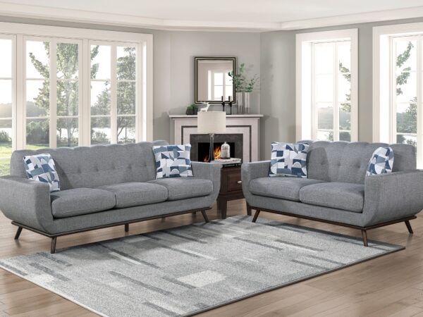 8341GY Seating-Everton Collection 2pc Set: Sofa, Love
