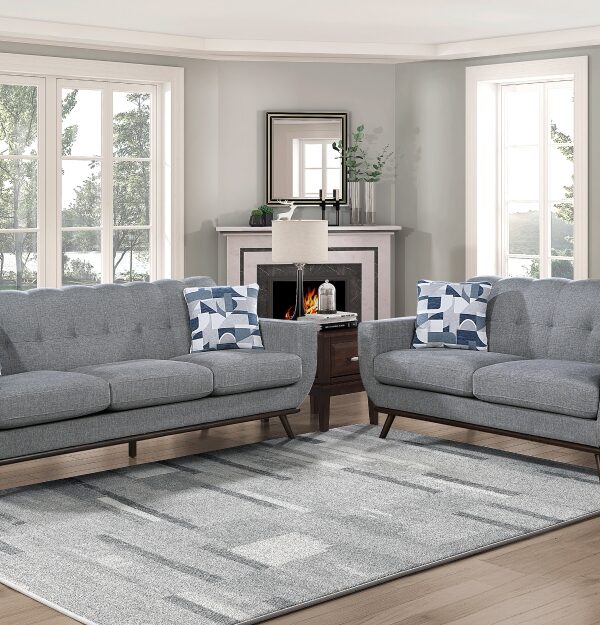 8341GY Seating-Everton Collection 2pc Set: Sofa, Love