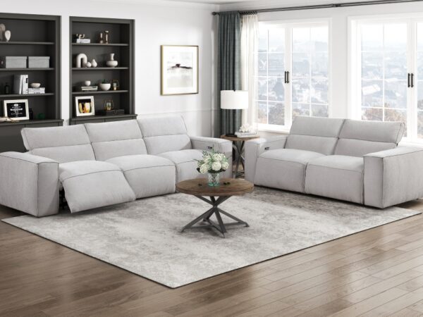 8414GRY Seating- Collection 2pc Set: Sofa, Love