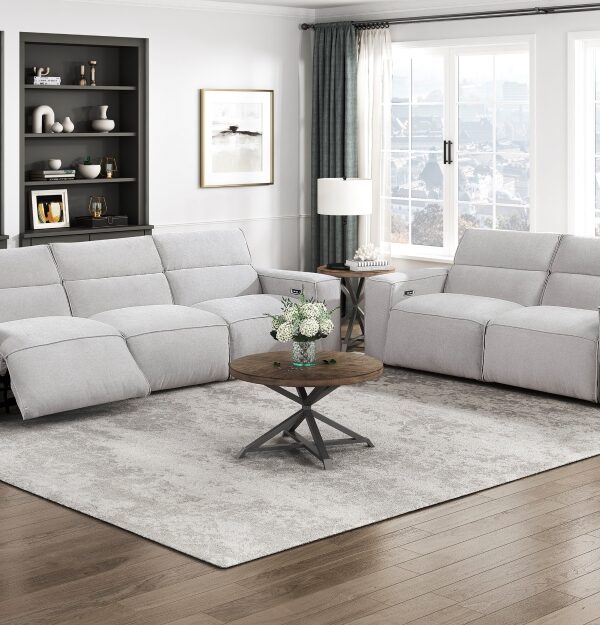 8414GRY Seating- Collection 2pc Set: Sofa, Love