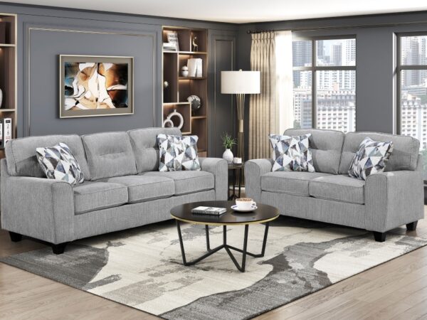 8416GY Seating-Bennett Collection 2pc Set: Sofa, Love