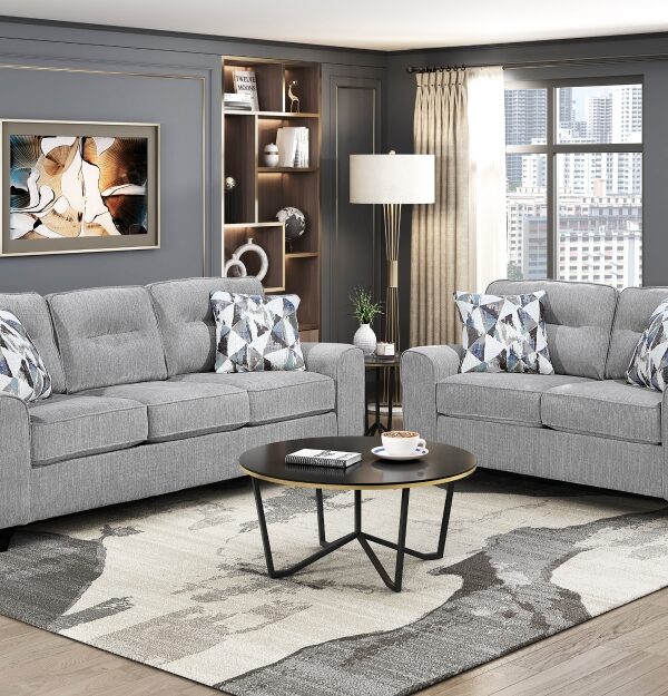 8416GY Seating-Bennett Collection 2pc Set: Sofa, Love