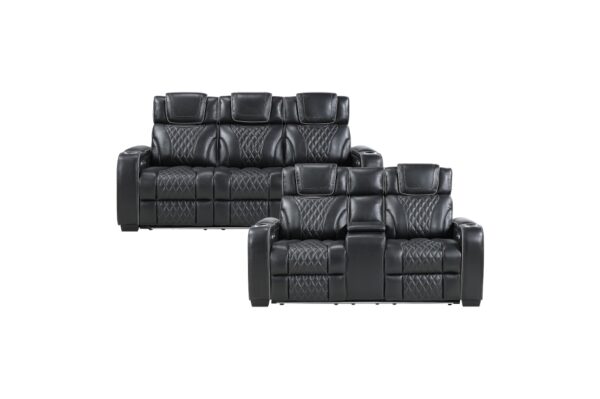 8449BK Seating- Collection 2pc Set: Sofa, Love (Power)