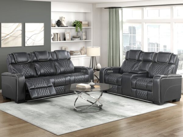 8449BK Seating- Collection 2pc Set: Sofa, Love (Power)