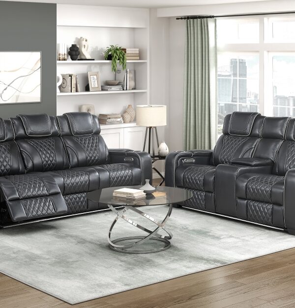 8449BK Seating- Collection 2pc Set: Sofa, Love (Power)