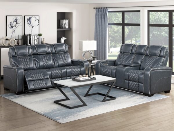 8449BU Seating- Collection 2pc Set: Sofa, Love (Power)