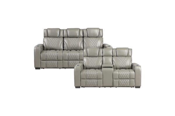 8449GY Seating- Collection 2pc Set: Sofa, Love (Power)