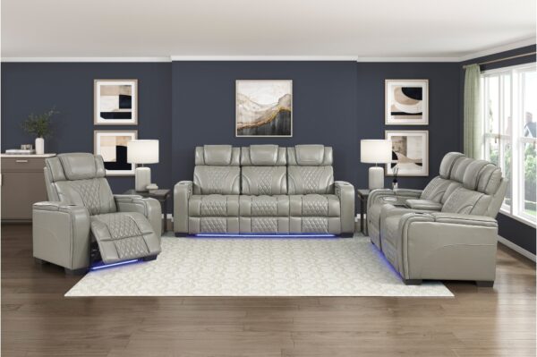 8449GY Seating- Collection 2pc Set: Sofa, Love (Power)