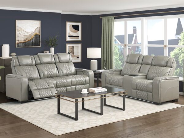 8449GY Seating- Collection 2pc Set: Sofa, Love (Power)
