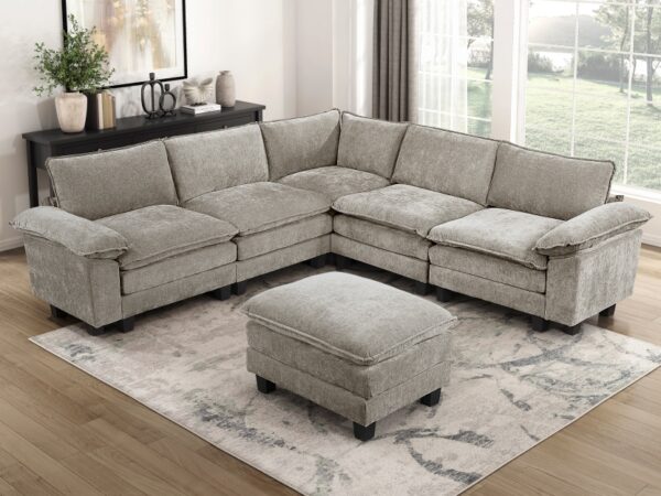 8450PWT Seating-Dublin Collection 6-Piece Modular Sectional wi...