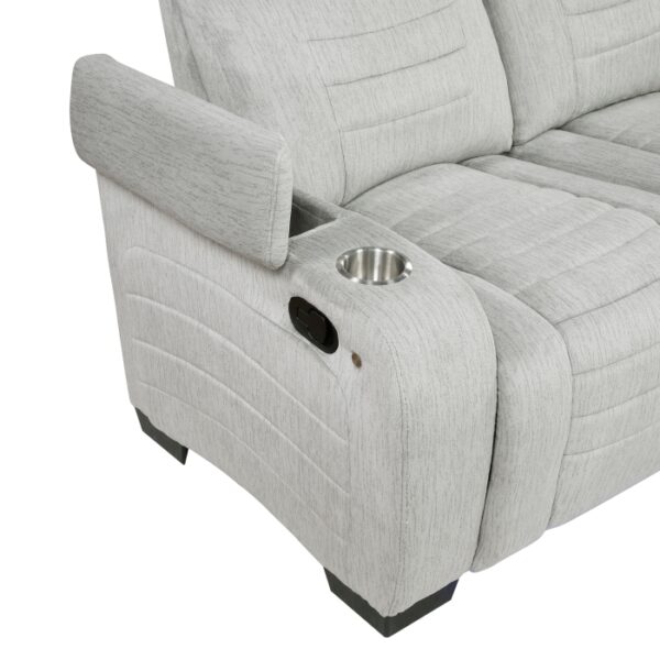 8455GRY-3 Double Reclining Sofa with C...