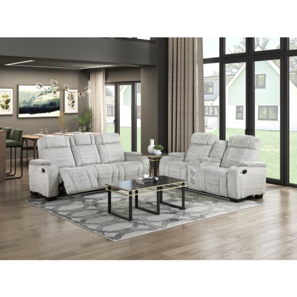 8455GRY-3 Double Reclining Sofa with C...