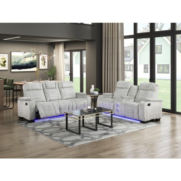 8455GRY-3 Double Reclining Sofa with C...