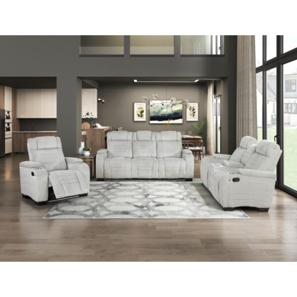 8455GRY-3 Double Reclining Sofa with C...
