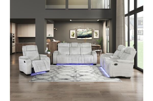 8455GRY Seating-Ronan Collection 2pc Set: Sofa, Love