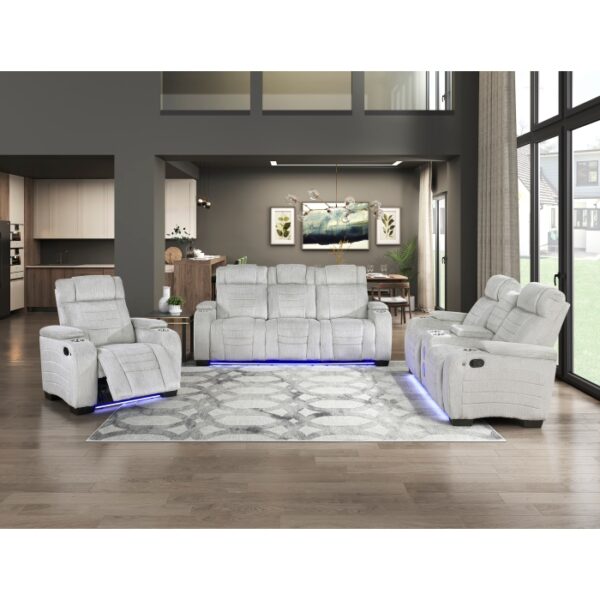 8455GRY-3 Double Reclining Sofa with C...