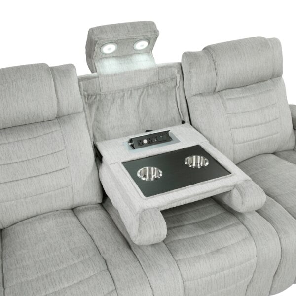 8455GRY-3 Double Reclining Sofa with C...