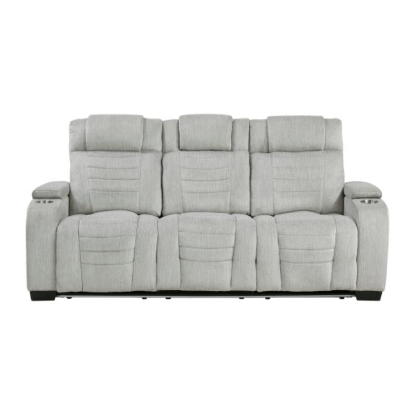 8455GRY-3 Double Reclining Sofa with C...