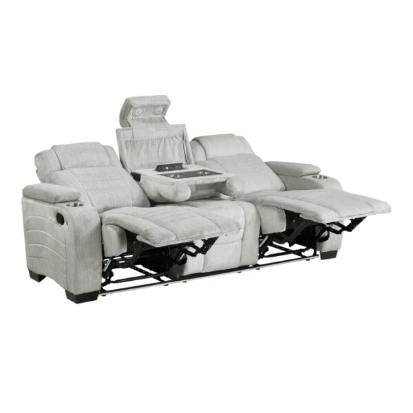 8455GRY-3 Double Reclining Sofa with C...