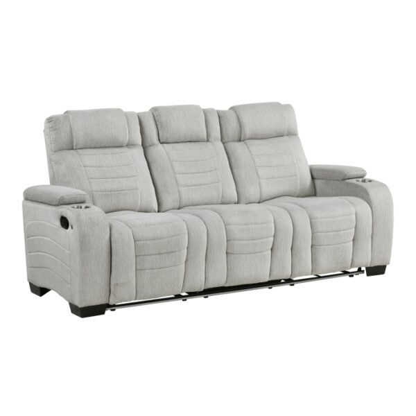 8455GRY-3 Double Reclining Sofa with C...