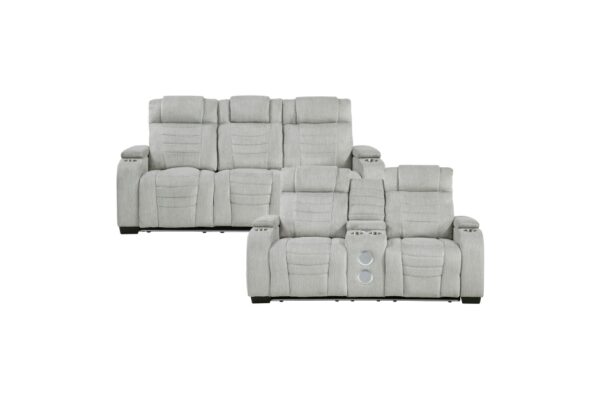 8455GRY Seating-Ronan Collection 2pc Set: Sofa, Love