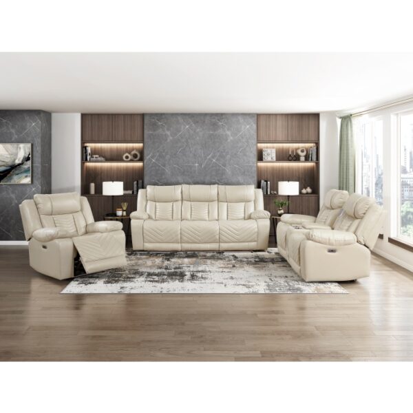 8457BEG-3PW Power Double Reclining Sofa ...
