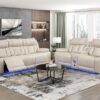 8457BEG Seating-Huron Collection 2pc Set: Sofa, Love (Power)