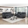 8457BLK-3PW Power Double Reclining Sofa ...