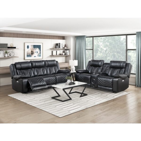 8457BLK-3PW Power Double Reclining Sofa ...