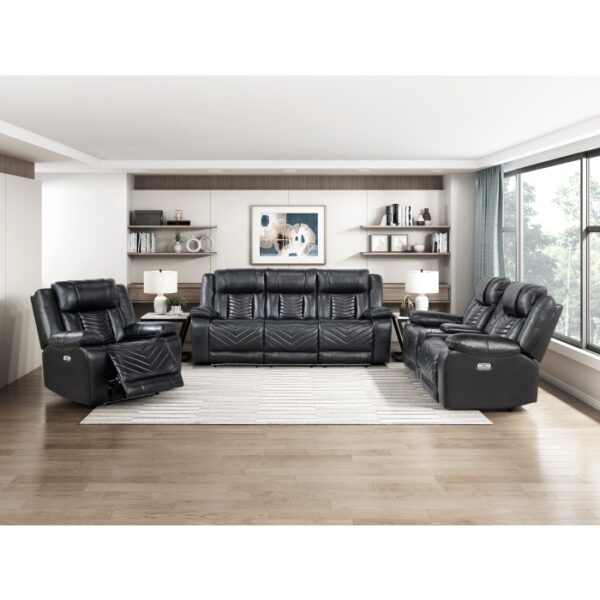 8457BLK-3PW Power Double Reclining Sofa ...
