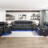 8457BLK Seating-Huron Collection 2pc Set: Sofa, Love (Power)