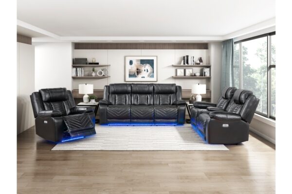 8457BLK Seating-Huron Collection 2pc Set: Sofa, Love (Power)