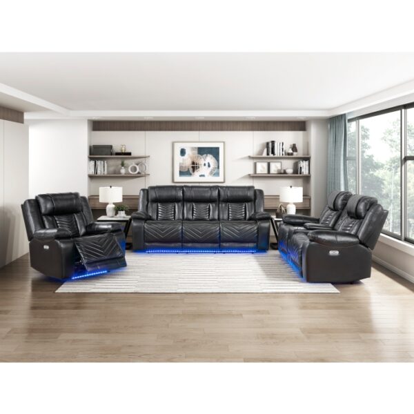 8457BLK-3PW Power Double Reclining Sofa ...