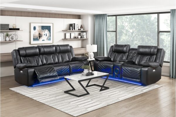 8457BLK Seating-Huron Collection 2pc Set: Sofa, Love (Power)