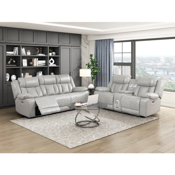 8457GRY-3PW Power Double Reclining Sofa ...