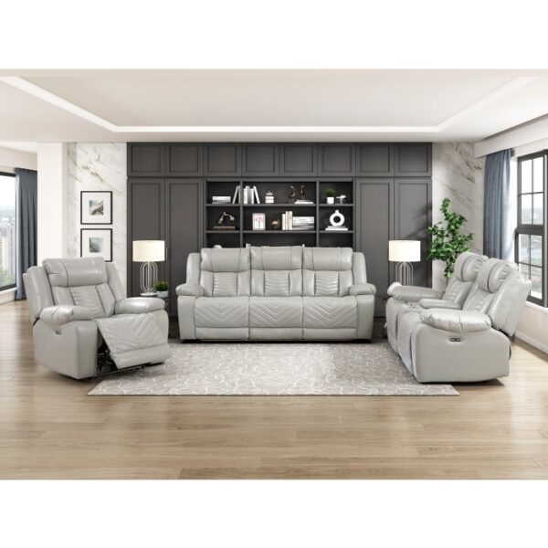 8457GRY-3PW Power Double Reclining Sofa ...
